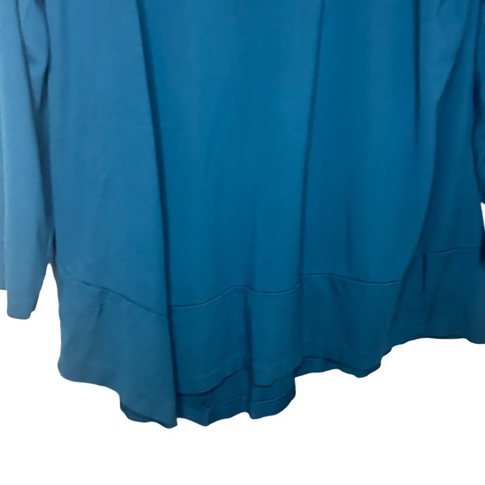 CJ Banks Teal Ponte Knit Tunic Top Women’s 2X Asymmetrical Hem - Picture 7 of 11